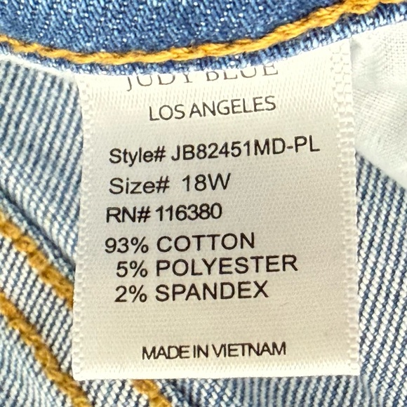 Judy Blue Jeans Womens 18W Rory High Rise Straight Fit Stretch Denim Casual Plus - Picture 8 of 8